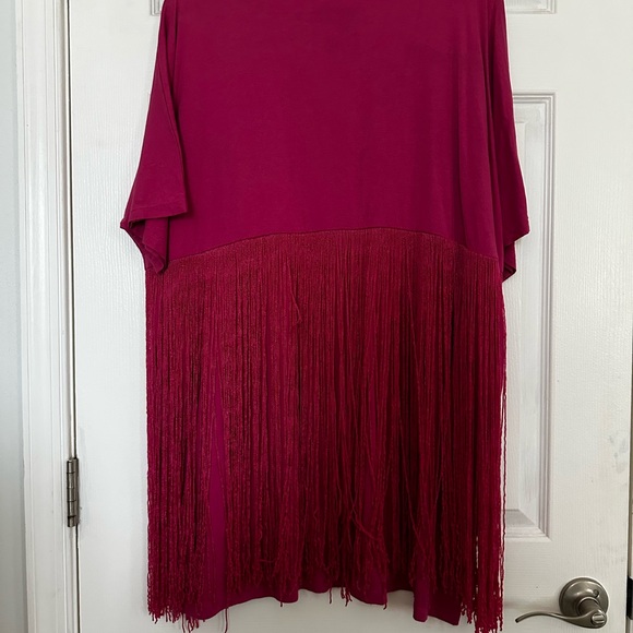 ASOS Short Sleeve Fringe Detail Dress - Fuchsia - Picture 5 of 7